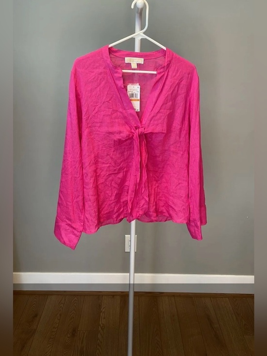 Michael Kors Tops - Michael Kors Fuchsia Tie-Front Blouse - Small